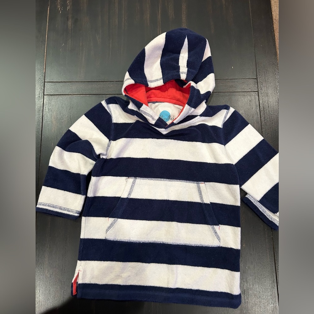Mini Boden Striped Terry Cloth Towel Pullover size 3/4Y